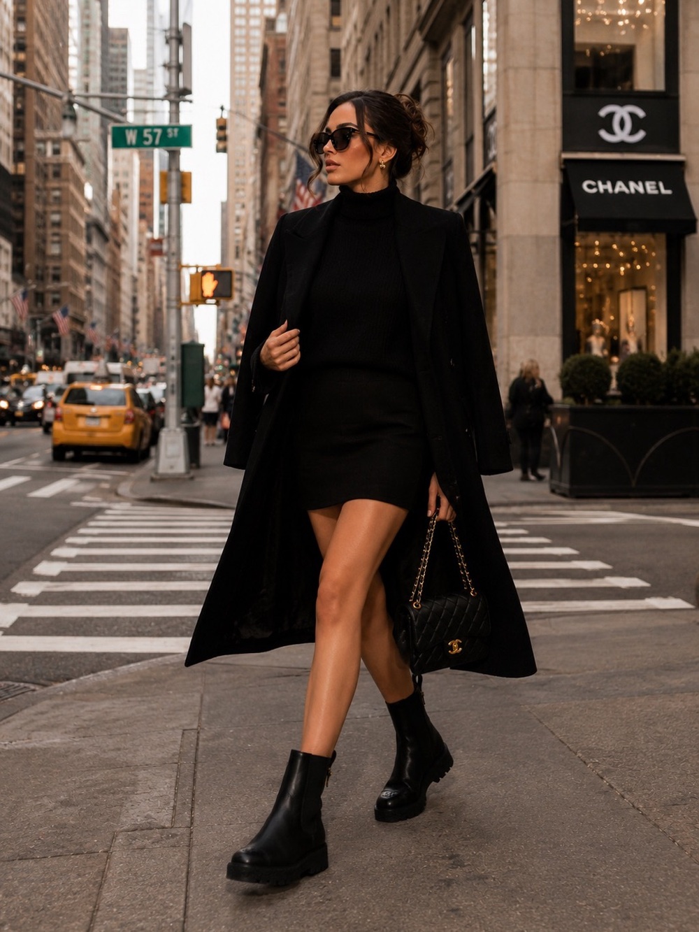 CHANEL Black Leather Platform Chelsea Booties with CC Toe Motif - Picture 7 of 12